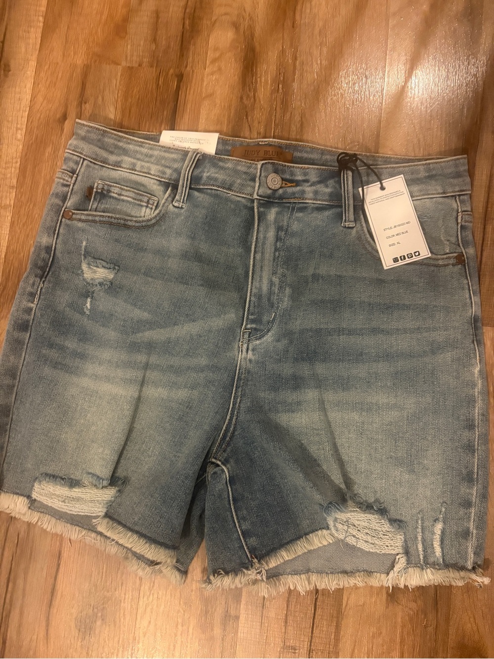 Judy Blue Light Blue Distressed Denim Jean Shorts